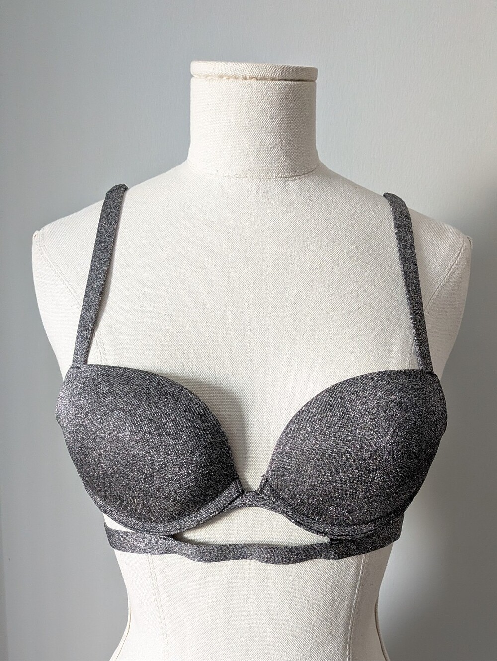 La Senza Beyond Sexy Metallic Silver Shimmer Cage Bra 32B